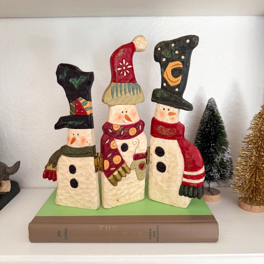 Vintage Kurt S Adler Snowman Folding Wood Figurine Kitschy Christmas Decor 8.5”